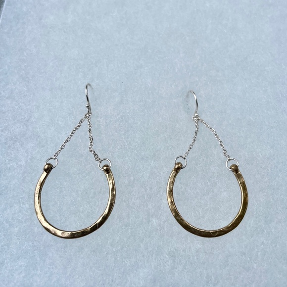 Baroni Sterling Silver and Gold plated Semi-circle Earrings - Picture 1 of 2